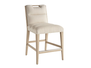 Lexington Tommy Bahama Home Greer Channeled Upholstered Stool - Elegant Design With Comfortable Seating And Stylish Metal Accents Sand Drift  578-895-01