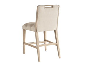 Lexington Tommy Bahama Home Greer Channeled Upholstered Stool - Elegant Design With Comfortable Seating And Stylish Metal Accents Sand Drift  578-895-01