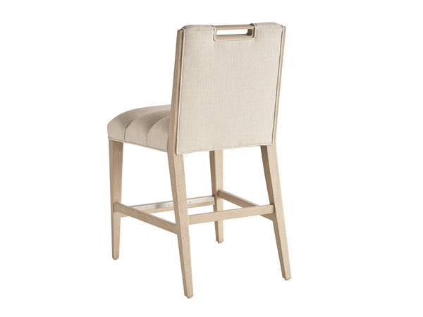 Lexington Tommy Bahama Home Greer Channeled Upholstered Stool - Elegant Design With Comfortable Seating And Stylish Metal Accents Sand Drift  578-895-01