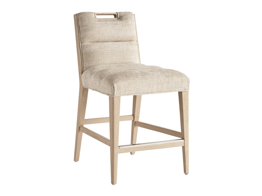 Lexington Tommy Bahama Home Greer Channeled Upholstered Stool - Elegant Design With Comfortable Seating And Stylish Metal Accents Sand Drift  578-895-40