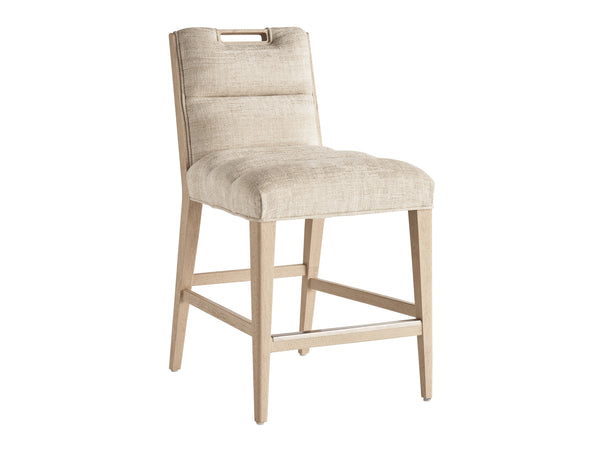 Lexington Tommy Bahama Home Greer Channeled Upholstered Stool - Elegant Design With Comfortable Seating And Stylish Metal Accents Sand Drift  578-895-40