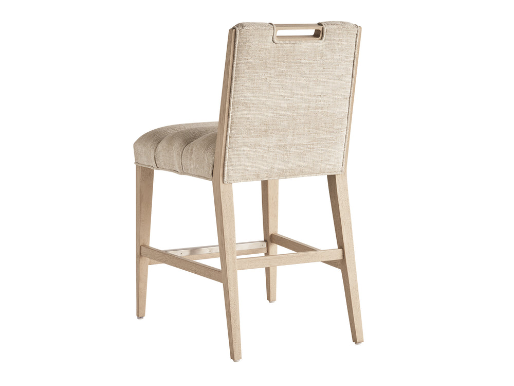 Lexington Tommy Bahama Home Greer Channeled Upholstered Stool - Elegant Design With Comfortable Seating And Stylish Metal Accents Sand Drift  578-895-40