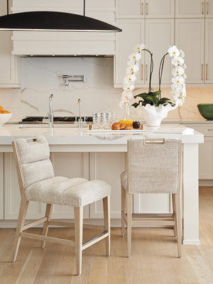 Lexington Tommy Bahama Home Greer Channeled Upholstered Stool - Elegant Design With Comfortable Seating And Stylish Metal Accents Sand Drift  578-895-40