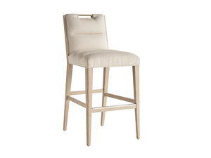 Lexington Tommy Bahama Home Greer Channeled Upholstered Stool - Elegant Design With Comfortable Seating And Stylish Metal Accents Sand Drift  578-896-01