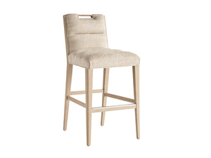 Lexington Tommy Bahama Home Greer Channeled Upholstered Stool - Elegant Design With Comfortable Seating And Stylish Metal Accents Sand Drift  578-896-40