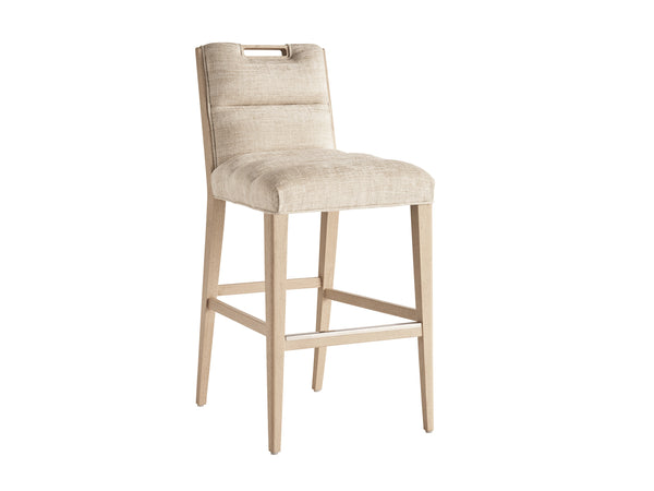 Lexington Tommy Bahama Home Greer Channeled Upholstered Stool - Elegant Design With Comfortable Seating And Stylish Metal Accents Sand Drift  578-896-40