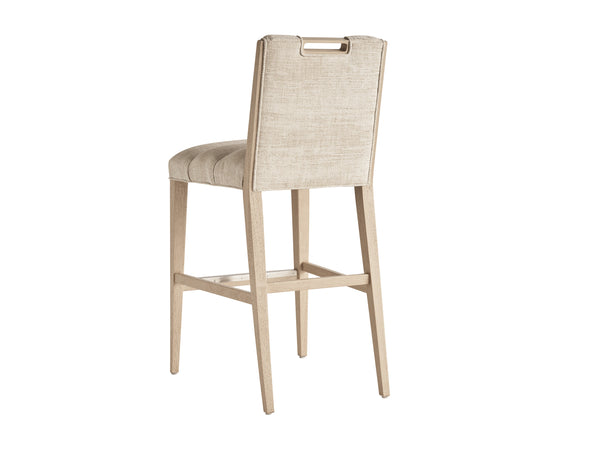 Lexington Tommy Bahama Home Greer Channeled Upholstered Stool - Elegant Design With Comfortable Seating And Stylish Metal Accents Sand Drift  578-896-40