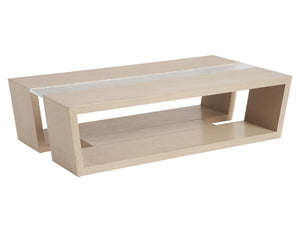 Lexington Tommy Bahama Home Fischer Contemporary Cocktail Table With Wavy Glass Top And Open Storage For Modern Living Spaces Sand Drift  578-945