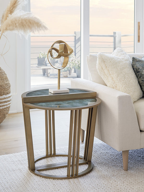 Lexington Tommy Bahama Home Brooke Bunching Accent Tables - Elegant Tiered Design With Glass Tops & Champagne Metal Bases For Style Sand Drift  578-951