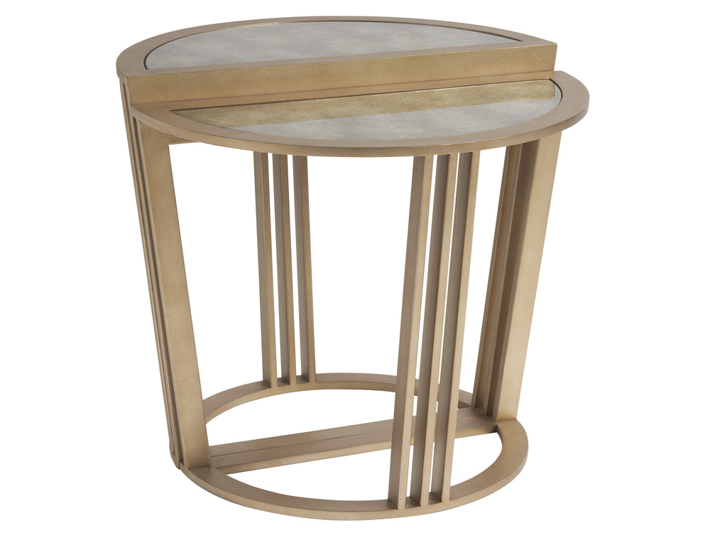 Lexington Tommy Bahama Home Brooke Bunching Accent Tables - Elegant Tiered Design With Glass Tops & Champagne Metal Bases For Style Sand Drift  578-951