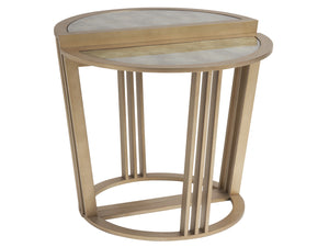 Lexington Tommy Bahama Home Brooke Bunching Accent Tables - Elegant Tiered Design With Glass Tops & Champagne Metal Bases For Style Sand Drift  578-951
