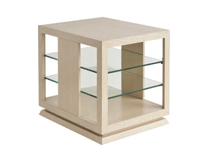 Lexington Tommy Bahama Home Benson Lamp Table – Contemporary Design With Glass Shelves And Architectural Elegance For Your Space Sand Drift  578-952