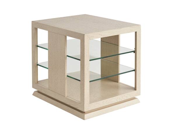 Lexington Tommy Bahama Home Benson Lamp Table – Contemporary Design With Glass Shelves And Architectural Elegance For Your Space Sand Drift  578-952