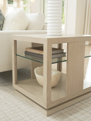 Lexington Tommy Bahama Home Benson Lamp Table – Contemporary Design With Glass Shelves And Architectural Elegance For Your Space Sand Drift  578-952