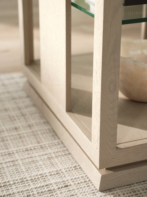 Lexington Tommy Bahama Home Benson Lamp Table – Contemporary Design With Glass Shelves And Architectural Elegance For Your Space Sand Drift  578-952