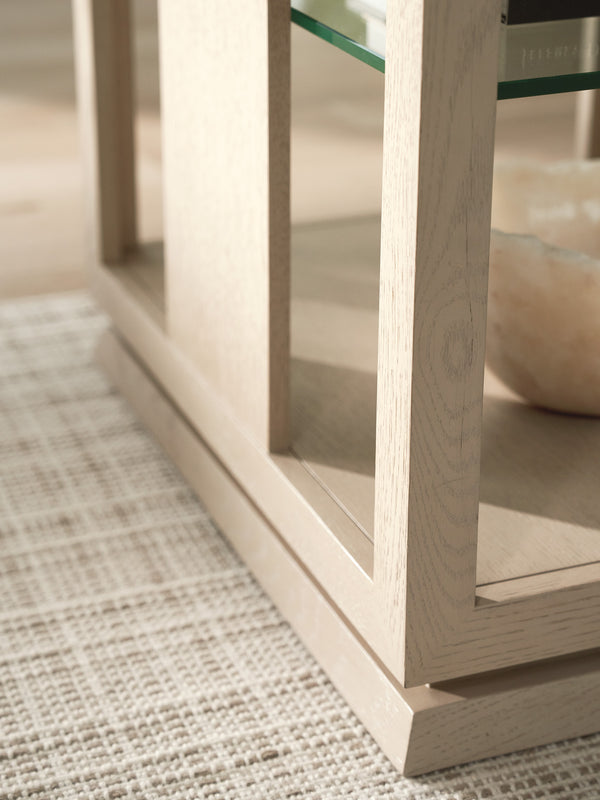 Lexington Tommy Bahama Home Benson Lamp Table – Contemporary Design With Glass Shelves And Architectural Elegance For Your Space Sand Drift  578-952