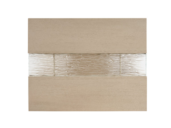 Lexington Tommy Bahama Home Fischer Rectangular Lamp Table - Contemporary Design With Wavy Glass Top And Open Storage Shelf Sand Drift  578-955