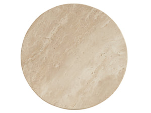 Lexington Tommy Bahama Home Carver Accent Table - Elegant White Oak & Travertine Design With Brushed Champagne Metal Pedestal Sand Drift  578-956