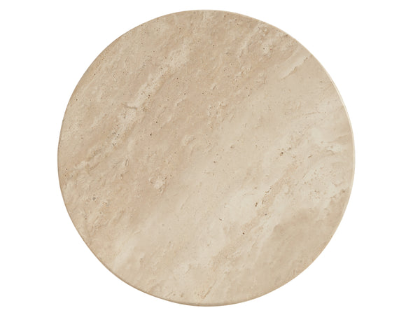 Lexington Tommy Bahama Home Carver Accent Table - Elegant White Oak & Travertine Design With Brushed Champagne Metal Pedestal Sand Drift  578-956