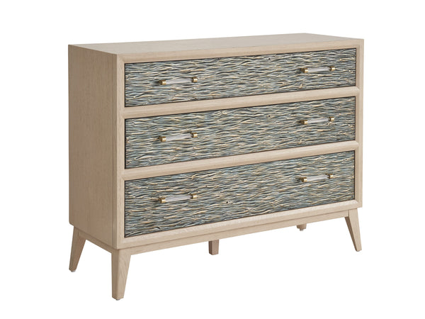 Lexington Tommy Bahama Home Kenan Hall Chest – Contemporary Storage Solution With Wavy Cast Fronts And Elegant Champagne Accents Sand Drift  578-973