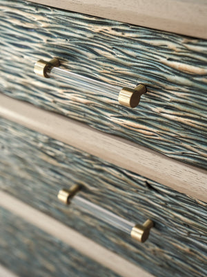 Lexington Tommy Bahama Home Kenan Hall Chest – Contemporary Storage Solution With Wavy Cast Fronts And Elegant Champagne Accents Sand Drift  578-973