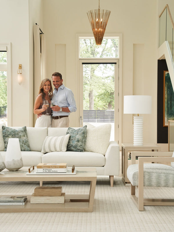 Lexington Tommy Bahama Home Fischer Contemporary Cocktail Table With Wavy Glass Top And Open Storage For Modern Living Spaces Sand Drift  578-945