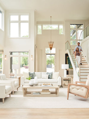 Lexington Tommy Bahama Home Fischer Contemporary Cocktail Table With Wavy Glass Top And Open Storage For Modern Living Spaces Sand Drift  578-945