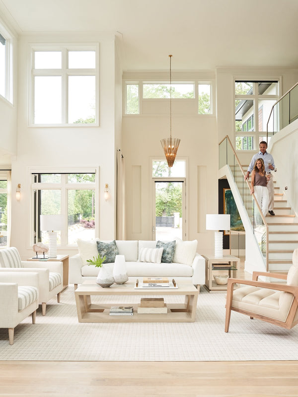 Lexington Tommy Bahama Home Fischer Contemporary Cocktail Table With Wavy Glass Top And Open Storage For Modern Living Spaces Sand Drift  578-945