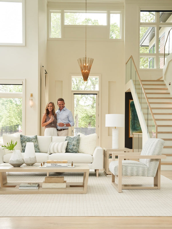 Lexington Tommy Bahama Home Fischer Contemporary Cocktail Table With Wavy Glass Top And Open Storage For Modern Living Spaces Sand Drift  578-945