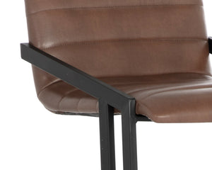 Sunpan Webber Industrial Chic Barstools - Set of 2 with Tufted Faux Leather and Exposed Steel Frame Bravo Cognac