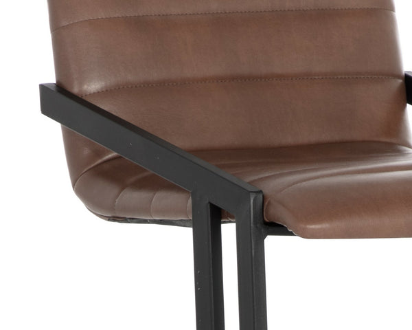 Sunpan Webber Industrial Chic Barstools - Set of 2 with Tufted Faux Leather and Exposed Steel Frame Bravo Cognac