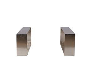 English Elm Minimalistic Low Profile Rectangular Coffee Table with Polished Metal Legs for Loft Living B024P357597