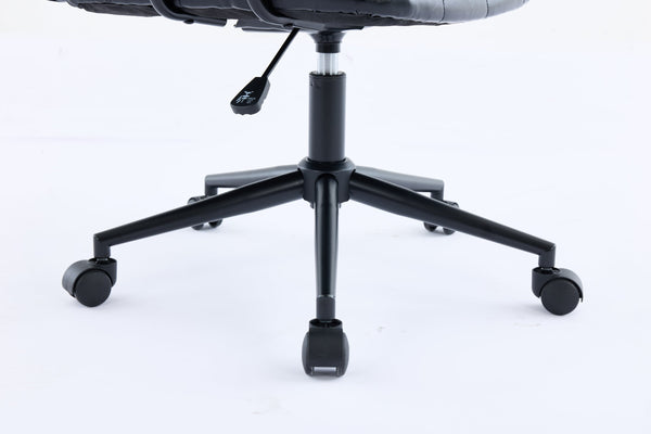 English Elm Antique PU Leather Office Chair with High Back, Soft Foam Seat, Adjustable Gaslift, 360° Swivel, Durable Frame Antique Black W3149P374034