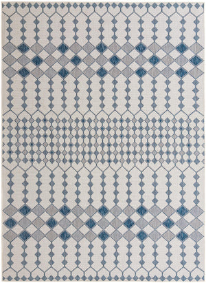 Unique Loom Outdoor Trellis Traliccio Machine Made Trellis Rug Ivory, Navy Blue 10' 0" x 14' 1"