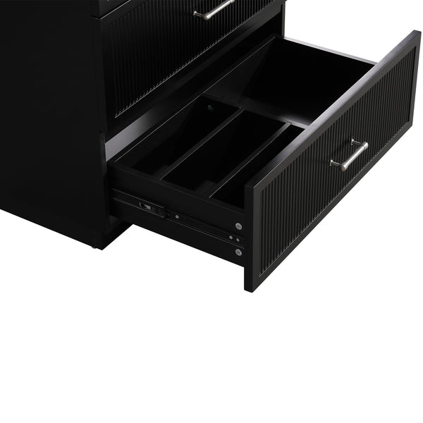 English Elm 30 Inch Bathroom Vanity With Ceramic Sink Combo - Modern Black Freestanding Storage Cabinet Set W1550S00047