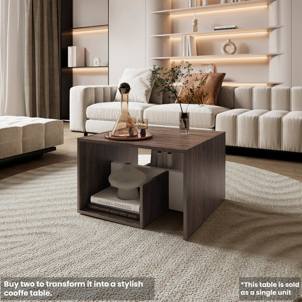 English Elm Side Table Sallis — Compact Engineered Wood Accent Table with Open Shelf, Portable Space-Saving Design Multi B092P309176