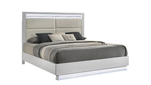 English Elm Glam Modern Queen Bed With Led Headboard, Velvet Upholstery & Crystal Accents For Luxe Bedrooms B009S01852