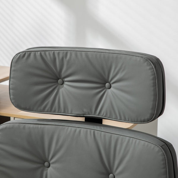 English Elm Criss Cross Wide Seat Pu Leather Swivel Task Chair with Removable Headrest Gray W3118P404122