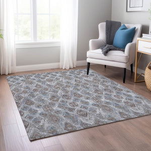 Homeroots 3' Stylish Beige Taupe Geometric Washable Area Rug For Indoor And Outdoor Spaces, Durable Design 3' X 5' Polyester 579000