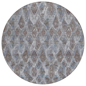 HomeRoots 5' Sky Blue and Silver Geometric Area Rug – Stylish, Washable Design for Indoor and Outdoor Spaces 8' Round 579002
