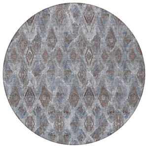 Homeroots 3' Stylish Beige Taupe Geometric Washable Area Rug For Indoor And Outdoor Spaces, Durable Design 8' Round Polyester 579002
