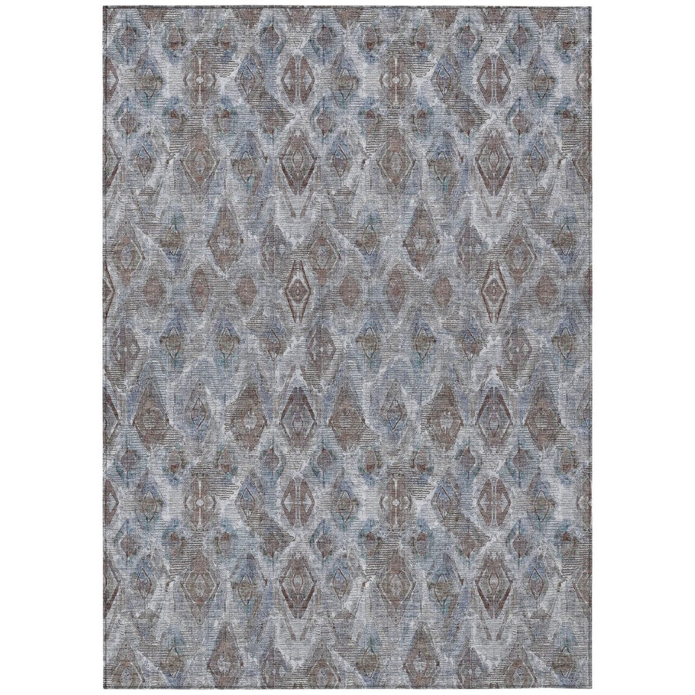 HomeRoots 9' Sky Blue and Silver Geometric Indoor Outdoor Area Rug – Durable, Stylish, and Machine Washable! 9' X 12' 579004