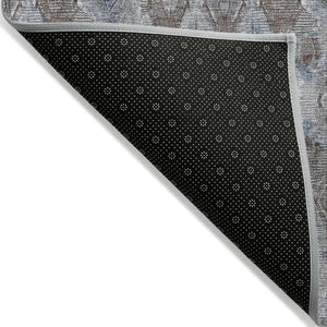 HomeRoots 9' Sky Blue and Silver Geometric Indoor Outdoor Area Rug – Durable, Stylish, and Machine Washable! 9' X 12' 579004