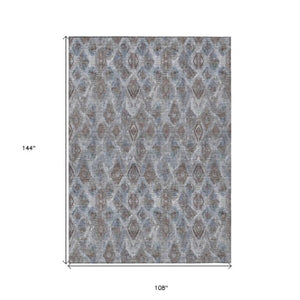 Homeroots 3' Stylish Beige Taupe Geometric Washable Area Rug For Indoor And Outdoor Spaces, Durable Design 9' X 12' Polyester 579004