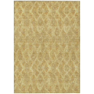 HomeRoots 5' Gold Taupe and Beige Geometric Area Rug - Washable, Durable, Indoor Outdoor Design for Modern Spaces 5' X 8' 579007