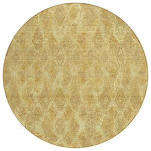 HomeRoots 5' Gold Taupe and Beige Geometric Area Rug - Washable, Durable, Indoor Outdoor Design for Modern Spaces 8' Round 579008