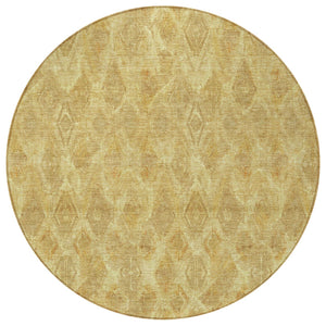 Homeroots 3' Stylish Beige Taupe Geometric Washable Area Rug For Indoor And Outdoor Spaces, Durable Design 8' Round Polyester 579008