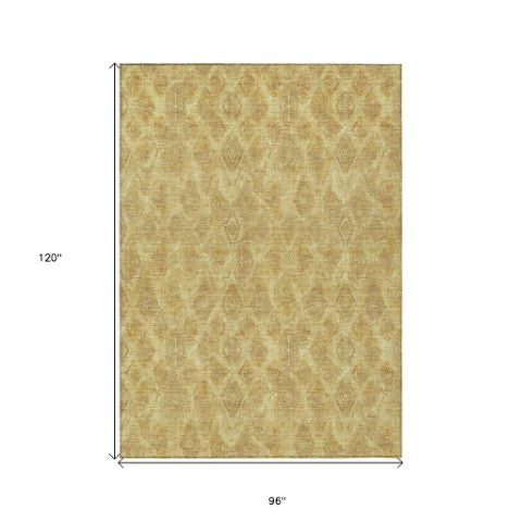 Homeroots 3' Stylish Beige Taupe Geometric Washable Area Rug For Indoor And Outdoor Spaces, Durable Design 8' X 10' Polyester 579009