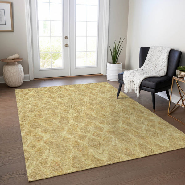 Homeroots 3' Stylish Beige Taupe Geometric Washable Area Rug For Indoor And Outdoor Spaces, Durable Design 9' X 12' Polyester 579010