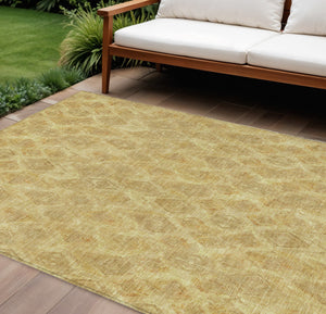 Homeroots 3' Stylish Beige Taupe Geometric Washable Area Rug For Indoor And Outdoor Spaces, Durable Design 10' X 14' Polyester 579011